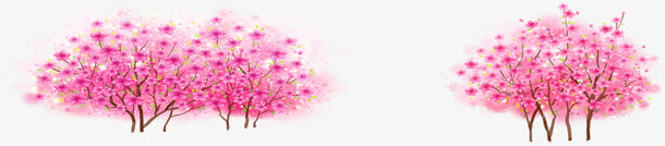 春季桃花水彩画素材免抠