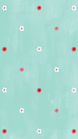 蓝色背景小清新花朵免抠