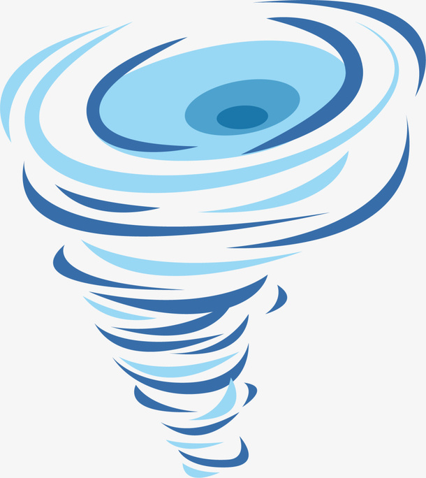 蓝色卡通旋转龙卷风免抠