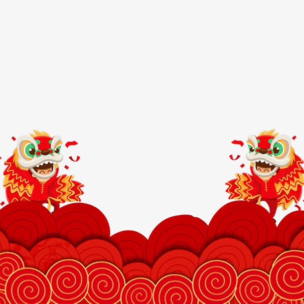 红色圆弧喜庆祥云装饰元素免抠