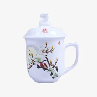 白色梨花茶杯免抠