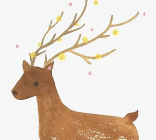 水彩小鹿免抠