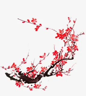 水墨花枝端午节免抠