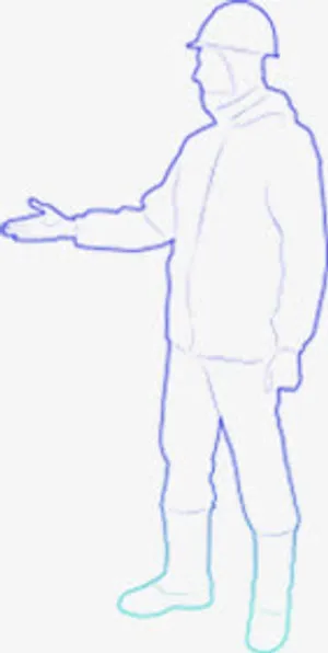 蓝色简笔画工人海报背景