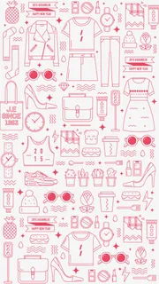 手绘红色线条鞋子衣服大集合免抠