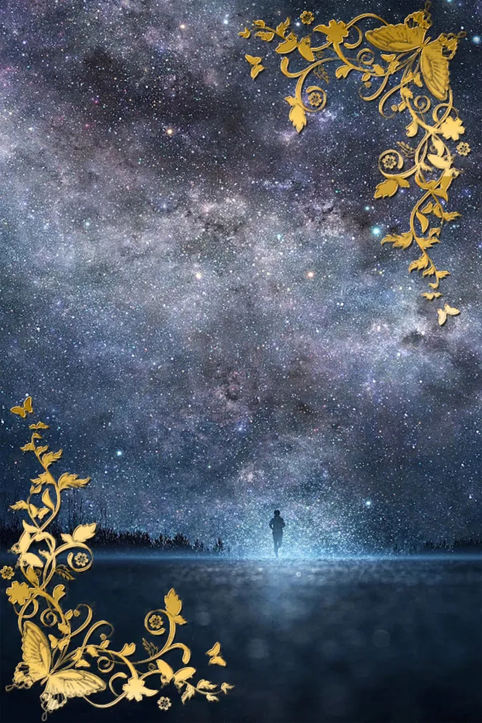 金色花边宇宙大气星空广告背景高清