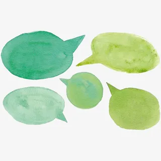 清新绿色水彩聊天气泡免抠