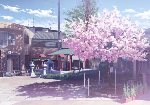 粉色梦幻樱花房屋免抠