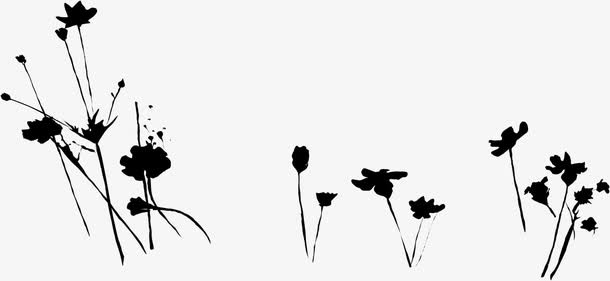 春天黑色风景剪影免抠