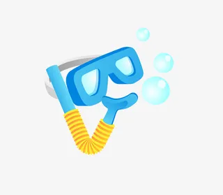 蓝色潜水眼镜简图免抠