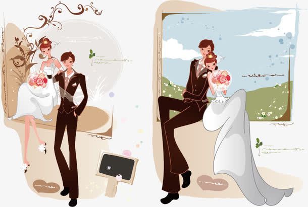 婚礼卡通素材免抠