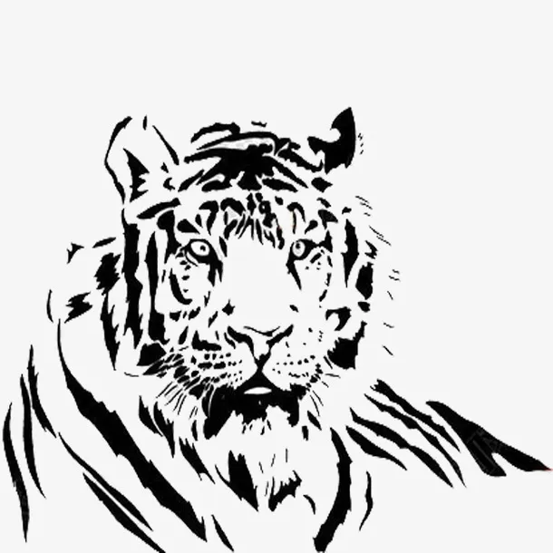 铅笔绘画火焰老虎免抠