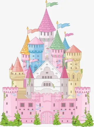 卡通五彩城堡免抠