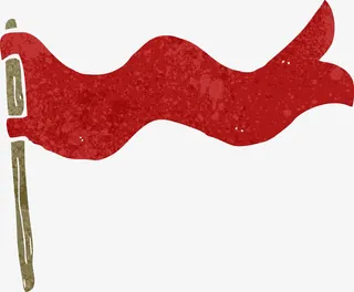 传统水彩飘动旗帜免抠