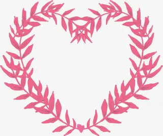 红色树枝爱心花环免抠