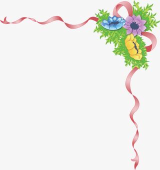 彩带花朵设计边框免抠