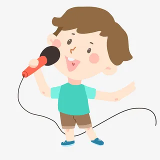 拿着麦克风唱歌的男孩免抠PNG素材免抠