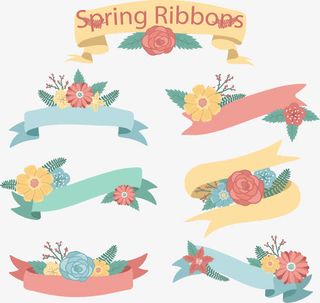 春花装饰彩带免抠