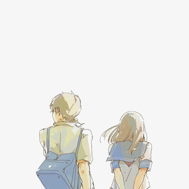 卡通漫画两人同行免抠