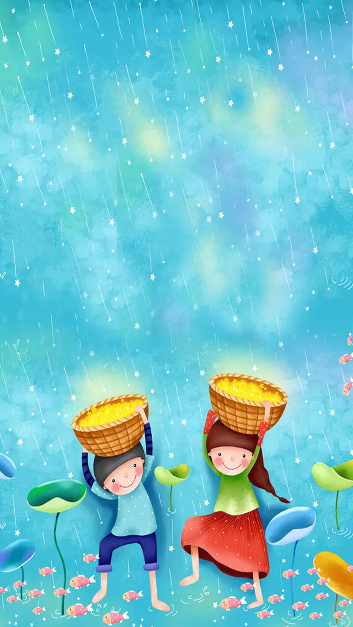 彩色小清新谷雨手机端H5背景素材高清