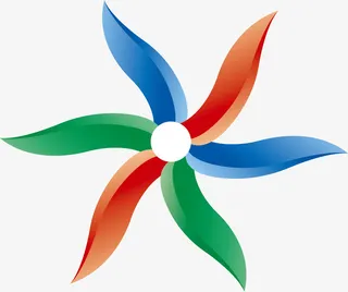 三色风车六个矢量图形免抠