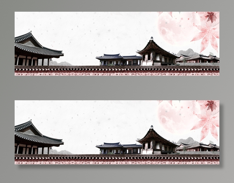 中式传统古建筑banner海报背景高清复古中国风背景