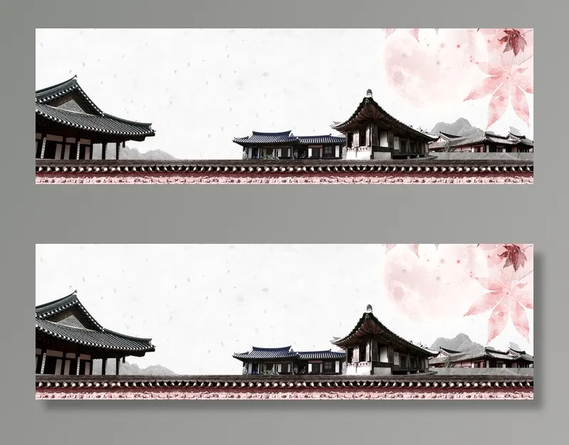 中式传统古建筑banner海报背景高清复古中国风背景