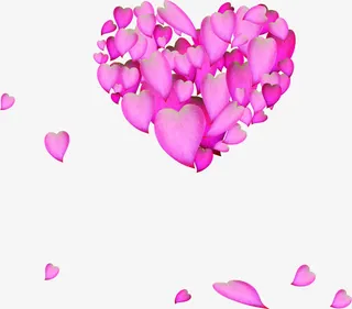玫粉花瓣爱心免抠