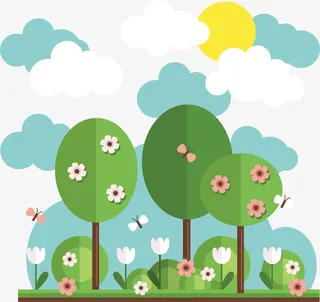 春天美丽树林美景免抠