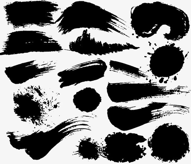 毛笔笔触溅墨笔画水墨免抠其他元素