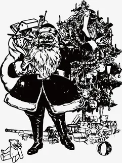 圣诞节黑白矢量素材免抠