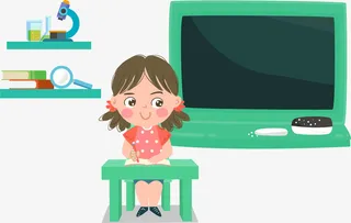 卡通开学季教师节上课人物插画设免抠