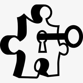 拼图有小孔和关键图标免抠