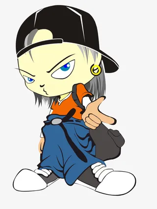 卡通手绘帅气的男孩街舞免抠