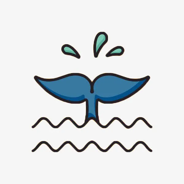 手绘扁平波浪鲸鱼免抠