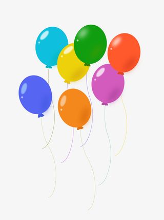 漂浮的彩虹色气球免抠
