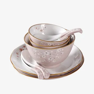 清新淡雅风格套碗免抠