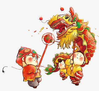 龙抬头舞龙宣传单免抠