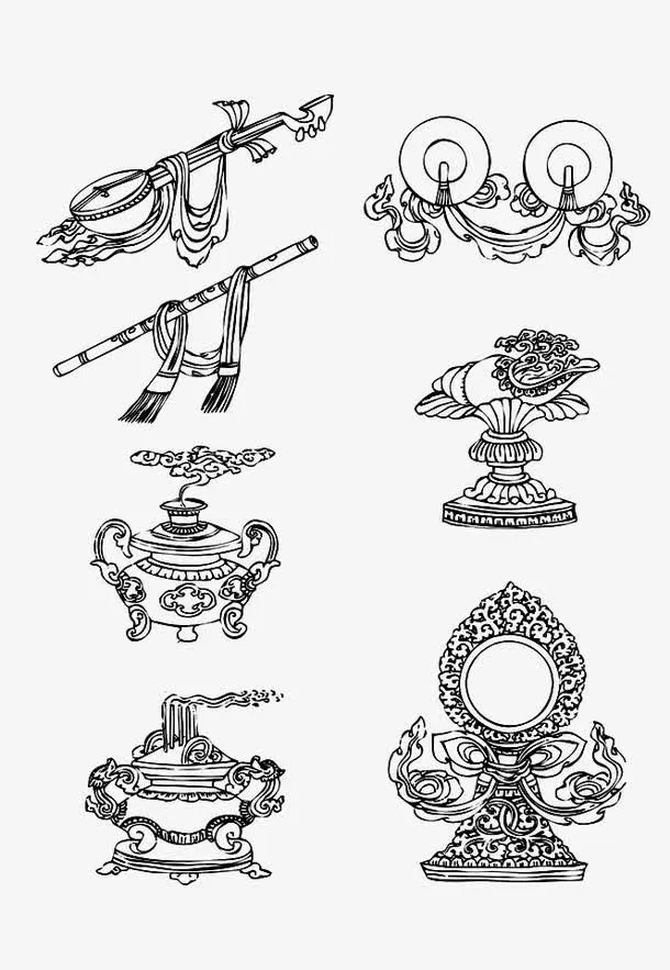 藏族文化素材矢量免抠