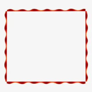 红色简约波浪形边框免抠