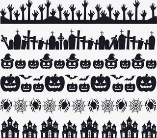 黑色万圣节花纹边框免抠