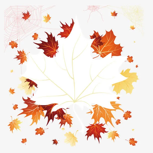 秋天落叶海报设计免抠