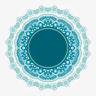 蓝色花卉圆环矢量图免抠