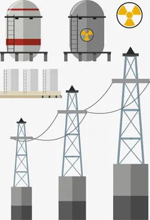 矢量手绘核电站工厂免抠