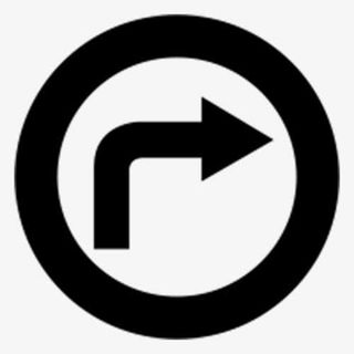 圆形黑色右转箭头标识牌免抠