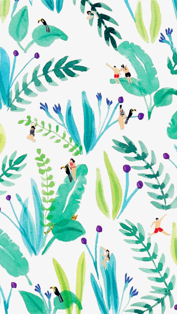 水彩叶子底纹素材免抠