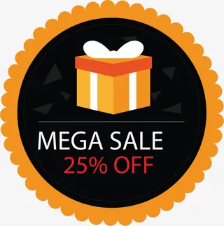 橘色礼盒促销标签免抠