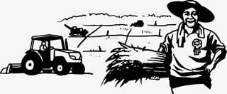 黑白插图收麦子的农民免抠