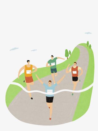 四个奔跑的运动员免抠