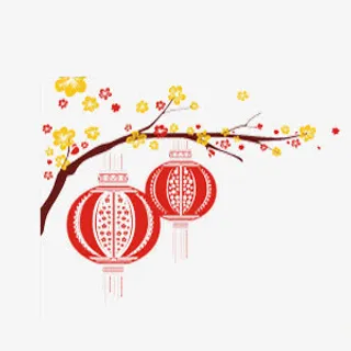灯笼挂梅枝免抠